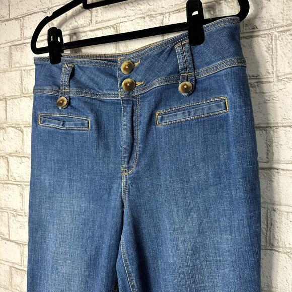 Anthropologie Pilcro and the Letterpress Jeans Crop Flare Denim Pants Blue 30 - Picture 4 of 8